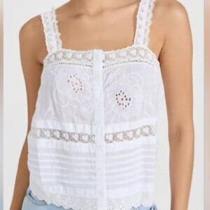 BB Dakota Steve Madden White Lace Eyelet Sleeveless Tank Top Medium